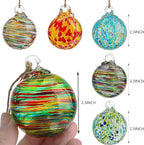 6 Pcs Blown Glass Ornaments Balls, 2.3inch Hand Blown Glass Christmas Ornaments for Tree, Hanging Gazing Ball Friendship Ball Witch Balls for Window Garden Home Decor for Women