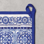Maison d' Hermine Pot Holders 100% Cotton Potholders (8" x 8", Pack of 1) | Heat Resistant Hot Pads with Loop BBQ Cooking Baking Farmhouse Kitchen Handling Hot Pans Spring Summer - Melodie Bleue