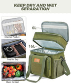HSHRISH Expandable Large Tactical Lunch Box for Adults, Durable Insulated Lunch Bag with Lots of Storage Space, Cooler Bag for Men Women Work Outdoor Picnic Trip, 16 L, Black
