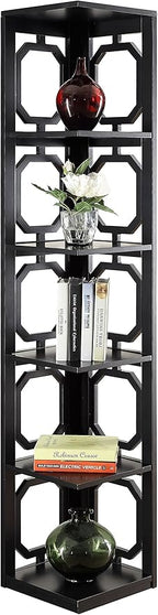 Convenience Concepts Omega 5 Tier Corner Bookcase, Black