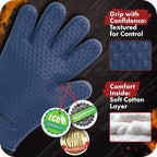 KITCHEN PERFECTION XL Silicone Smoker BBQ Gloves -Heat Resistant Oven Mitts | Waterproof, 5-Finger Design For A Better Grip, for Pitmasters, Meat Smoking, Grilling, Cooking, Frying Turkey | Grill Gift