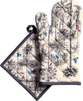 Maison d' Hermine 100% Cotton Oven Mitt & Pot Holder Set (7.5"x13" & 8"x8") | Heat Resistant BBQ Cooking Gloves with Loop Baking Grilling Kitchen Hotel Home Farmhouse Thanksgiving Christmas - Amazonia