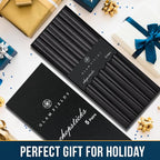 Chopsticks, GLAMFIELDS 5 Pairs Premium Black Chopsticks Reusable for Sushi Japanese Matte Anti-slip Chop Sticks with Gift Case Lightweight Dishwasher Safe, 9 1/2 Inches