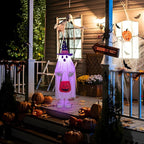 37" Cute Front Porch Light Up Halloween Ghost Décor, Kids Standing Trick or Treat Indoor and Outdoor Decorations-Star Moon