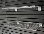 Slatwall Wire Metal Shelf Heavy Duty Adjustable Steel Slat Wall Mount Shelves for Garage Storage & Retail Display (24" x 12") Pack of 2 (Silver)