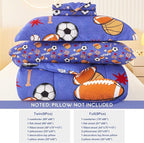 Mooreeke Bed in a Bag for Kids Boys Teens, 8 Pieces Full Size Comforter Bed Set with Shams, Sheet Set and Decorative Toy Pillow, Balls Blue Super Soft Microfiber Kids Comforter Bedding Set
