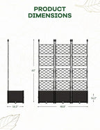 3 PCS Raised Garden Bed with Trellis & Privacy Screen, 50"w x 63"Tall Vertical Garden Planter Box for Climbing Plants - Sturdy Lightweight Outdoor Planter for Vegetables, Flowers on Patio, Balcony