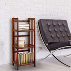 Casual Home 3-Shelf Folding Stackable Bookcase (27.5" Wide)-Walnut & 3-Shelf Folding Bookcase (14" Wide)-Walnut