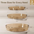 LAMU 3 Pack Lazy Susan Organizer Turntable for Cabinet, Condiment Organizer for Kitchen Pantry Organizers and Storage, Table Top, Fridge, Countertop, Spice Organization, 12'' 10.6'' 9.25'', Amber