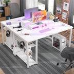 armocity Computer Desk with LED Lights, Gaming Desk with Power Outlet and USB, 40 Reversible Laptop Table with Moveable Monitor Stand, Small Desk for Small Spaces, Office, Gaming Room, White