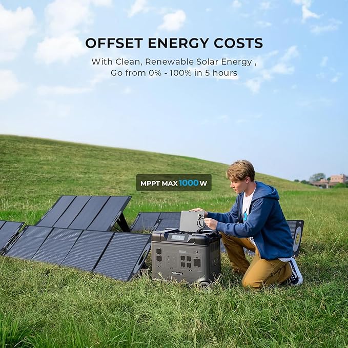 OUKITEL 5120Wh Power Station with 500W Solar Panel (2025 NEW), P5000 Pro Large Capacity Solar Generator, 5x3600W AC Output (5000W Peak), 1800W Fast Charging, 1000W MPPT Solar for Home Backup, RV