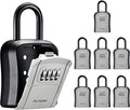 Puroma Key Lock Box Outdoor 4 Digit Code Combination Lockbox House, 8 Gray | For Contractors Guest Realtor Storage Keys, Portable, Home Wall Mount, Resettable, Combination, Weatherproof, High-capacity