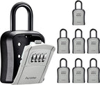 Puroma Key Lock Box Outdoor 4 Digit Code Combination Lockbox House, 8 Gray | For Contractors Guest Realtor Storage Keys, Portable, Home Wall Mount, Resettable, Combination, Weatherproof, High-capacity