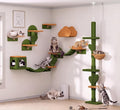 Cactus Cat Climbing Furniture Set with Floor to Ceiling Cat Tree | 5 Tier Cat Tower Adjustable Height (87-104in) and Wall Mounted Cat Shelves, with Cat Scratching Posts, Hammock, Condo, Green