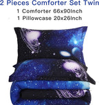 Litanika 3D Galaxy Comforter Twin(66x90lnch), 2 Pieces(1 Galaxy Comforter, 1 Pillowcase), Universe Outer Space Comforter, Microfiber Bedding Set for Boy Girl Kid Teen