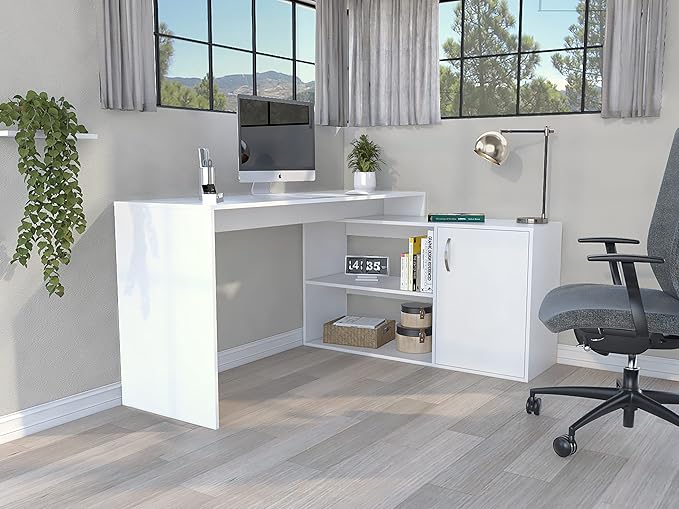 NicBex Kimberly-DW-00006-LWJ Home Office Desks, 59.6"x45.9"x30.1", White