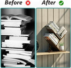 3 Tier Small Tree Bookshelf Desk Book Organizer Narrow Bookcases for Books Magazines CDs Free Standing Retro Wooden Storage Shelves for Home Office Bedroom Living Room Rustic Brown