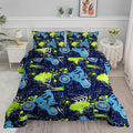 Axolotl Boys Dirt Bike Bedding Set Twin,Dirt Bike Comforter Set,Extreme Sports Tie Dye Bedding Set Motor Biker,Motocross Rider Comforter Set for Boys Kids Teens Men,1 Quilt 2 Pillowcases,Blue Green