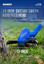 WILD BADGER POWER Weed Wacker 40V 13'' Cordless 2 in 1 String Trimmer/Edger with Auto Feed, 2.0Ah Battery and Charger, 2 Pack Trimmer Line
