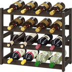BAMEOS Bamboo Wine Rack Storage, 4 Tier Wine Racks Countertop, Wine Rack Freestanding Floor Wine Holder Cabinet for Kitchen, Bar, Pantry, Wine Cellar, Basement,Study (16.85 L x 9.25W x 17.24H)