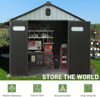 8X10FT Outdoor Resin Storage Shed, Waterproof Plastic Garden Shed with Lockable Door, Windows & Vents, Outside Storage Tool Shed for Patio Furniture, Lawn Mower, Bike