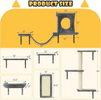 Cat Wall Shelves, 6-in-1 Cat Wall Furniture Set for Large Cats, Cat Climbing Wall Systems with Perch Bed, Condo, Bridge Ladder, Steps, Scratching Post, Dark Gray