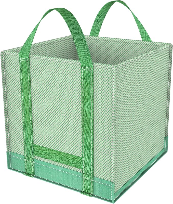 Reusable Yard Waste Bags/Lawn Bags/Leaf Bags, Collapsible Garden Bag, Pop Up Garden Bag, Heavy Duty Woven Polypropylene Bag, Double Bottom Design Reinforced carry handles(1-Pack 32Gallons)
