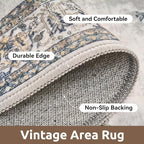 AMOAMI Vintage 3X10 Runner Rug Non Slip Soft Runners for Hallways Washable Hallway Runner Bedside Rugs for Bedroom Long Rug for Hallways Entryway Laundry Room Stair Kitchen Bathroom