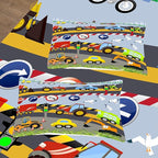 Tailor Shop Construction Vehicle Truck Comforter Set Queen Size，Cartoon Excavator Bedding Sets Comforter Cover for Boys Childs Kids Teens ，Tractor Mixer Room Decor with 1 Comforter 2 Pillowcases