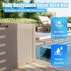 280 Gallon Large Resin Deck Box, Lockable Outdoor Storage Box for Patio Cushions Storage Furniture,Garden Tools, Pool Supplies, Weatherproof and UV Resistant- Grey Rattan (280Gallon)