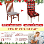Ganeen 6 Pcs Christmas Chair Covers Merry Christmas Chair Back Cover Stretch Christmas Seat Cover Washable Xmas Dining Chair Protector Slipcover for Dining Room Kitchen Holiday Party(Plaid Style)