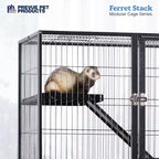 Prevue Pet Products Ferret Stack Six Story Ferret Home - Portable Stand, Escape Proof Lock, Includes Hammock & Ramps, Expandable Six Story Cage Stacking System with Wheels - Black