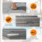 10-Seat Modern Patio Furniture Set with Swivel Rocking Chairs, Thick 4″ Cushions, Dual-Strand Wicker Rattan, Rust-Resistant Steel Frame – Outdoor Conversation & Modular Sectional,Gray