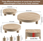 3 Pcs Wood Plant Stand Indoor Outdoor, Round Wood Riser for Decor 6/8/10" Wooden Stool Display Stand Flower Pot Holder Small Planter Tray Modern Potter Decorative for Desktop Counter Room (Natural)