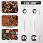 2 Pieces Coffee Scoops with Mark, 1 Tablespoon and 1 Teaspoon Stainless Steel Coffee Measuring Scoop for Ground Brewing, Tea, Sugar and Milk, 5 ml and 15 ml