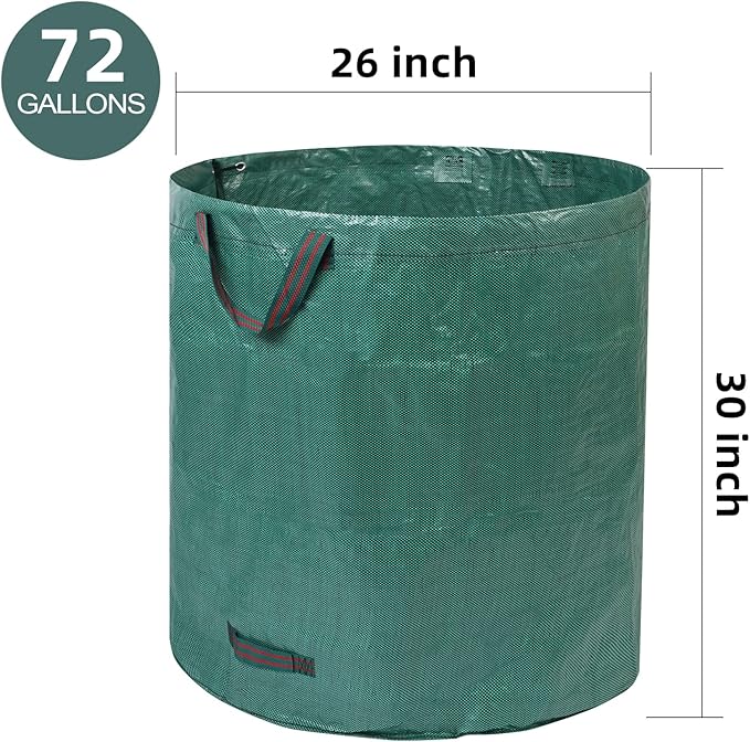 4 Pcs 72 Gallons Reusable Yard Waste Bags Extra Large Leaf Lawn Bags Reusable Heavy Duty With 4 Handles Garden waste Bags Containers for Clean Up Leaves Debris Grass Clipping