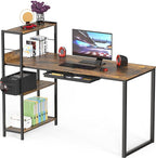 SHW 46-Inch Mission Desk with Side Shelf, 24" Deep, Rustic Brown