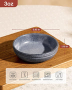famiware Pluto Soy Sauce Dishes of 6, 3 oz Dipping Sauce Cups/Bowls/Dishes for Kitchen, Ceramic Small Bowls for Side Dish, Appetizers, Snacks, and Sushi, Reactive Glaze, Matte Dark Charcoal