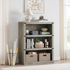 GAOMON 3 Tier Bookcase, Farmhouse Book Shelf with Storage, 40 Inch Tall Open Display Bookshelves, Wooden 3 Shelf Bookcase for Living Room, Bedroom - Grey