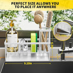 Cisily Sink Caddy Sponge Holder - Stainless Steel Rustproof, High Brush Holder, Dish Sponge Organizer with Divider (White)