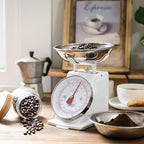 MARLIZ Small Retro Kitchen Scale 4.4Lb/2Kg with 2 Bowls White |Mechanical dial Scale| Vintage | Pesa para alimentos| bascula de cocina|Bakers Scale