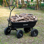BILT HARD 4 Cu.Ft. 10" No-Flat Tires Poly Yard Dump Cart with 180° Rotating Handle, 600 lbs Capacity Heavy Duty Garden Carts and Wagons