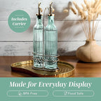 COOK WITH COLOR Glass Olive Oil Bottle Dispenser - 2 Pack- 17oz Oil and Vinegar Cruet - Olive Oil Carafe Decanter for Kitchen, Elegant Fluted, Green