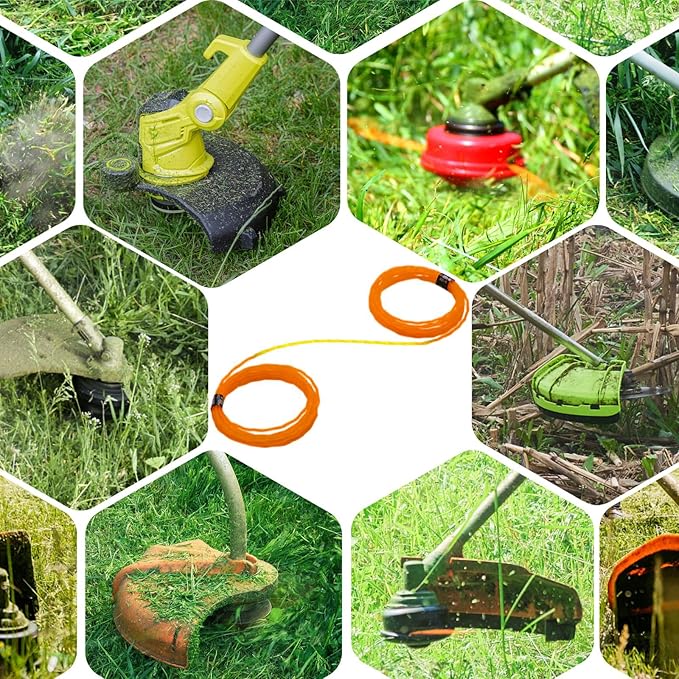 2-Pack String Trimmer Line .095 Compatible with Ego String Trimmer 095 Weed Eater String Pre-Cut Dual Color 3-section Fast-positioning Twisted Trimmer Line Universal Fit Weed Wacker String 14 ft