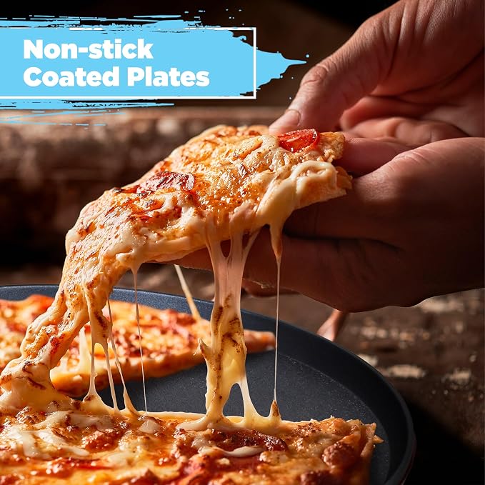 Courant Pizza Maker 12 inch Pizzas Machine, Newly improved Cool-touch Handle Non-Stick plates Pizza oven & CalzoneMaker, Electric Countertop Oven for Home or School, 12” Indoor Grill/Griddle, Red