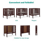 Jett Non-Full Size Folding Convertible Crib, Lightweight Portable Crib, Three Adjustable Mattress Height Settings, Easy to Fold Travel Crib, 1.5” Mattress Pad Included