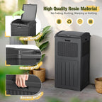 Devoko 33 Gallon Outdoor Trash Can, Hideaway Garbage Bins with Tiered Lid, Waterproof Resin Outside Waste Bins for Patio, Outside Pool, Backyard and Deck (1, Gray)