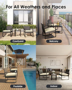 Patio Furniture Set Outdoor Wicker Bistro Set, Modern Rattan Patio Chairs Conversation Set with Coffee Table for Balcony Porch Garden Yard Poolside (3 Pieces, Beige)