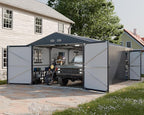 Metal Garage Shed for Car with Floor Kit, 13x20x8.5' Large Outdoor Storage Building and Workshop, Weatherproof Steel Carport with Ultra-Reinforced Truss System, Skylights & Dual-Entry