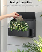 Uniclife Wall Mount Mailbox for Outside, Large Mailbox with Planter, Large Capacity Mail Box for House, Rust-Proof Steel Post Box for Home Office School, Modern Metal Drop Case, Black